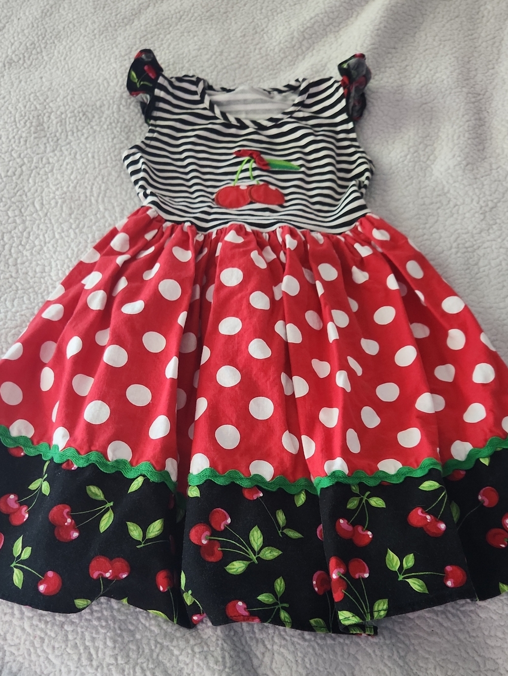 Ricrac & Ruffles cherry twirl dress Size 5